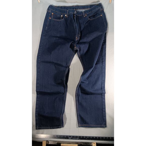 Levi’s 505 Regular Fit Jeans Men’s 42x32 Dark Wash Straight Leg Denim Blue USA - Picture 1 of 7